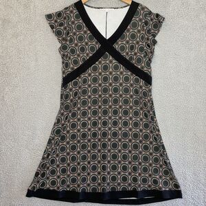 Stella + Ginger Y2K Womens Geometric Print Flutter Sleeve Dress Sz Large Black